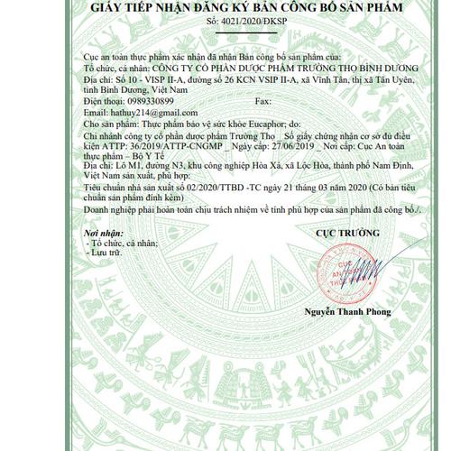 Eucaphor (Eucalyptol, Camphor) Trường Thọ (H/40v)