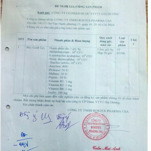 Cốm Vi Sinh Bio Gold Tex HD Pharma (H/30g/4gr)