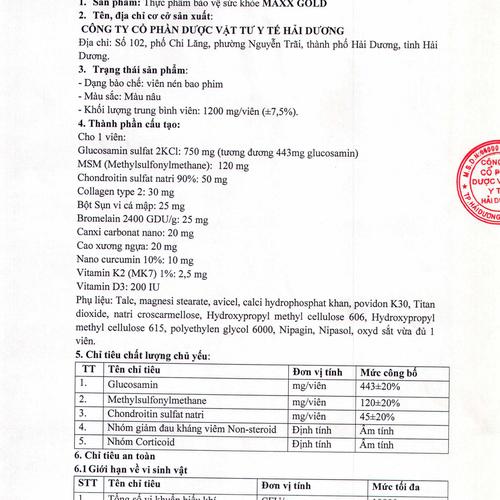 Maxx Gold (Chondroitin, Glucosamin) HD Pharma (H/60v) (Vàng)