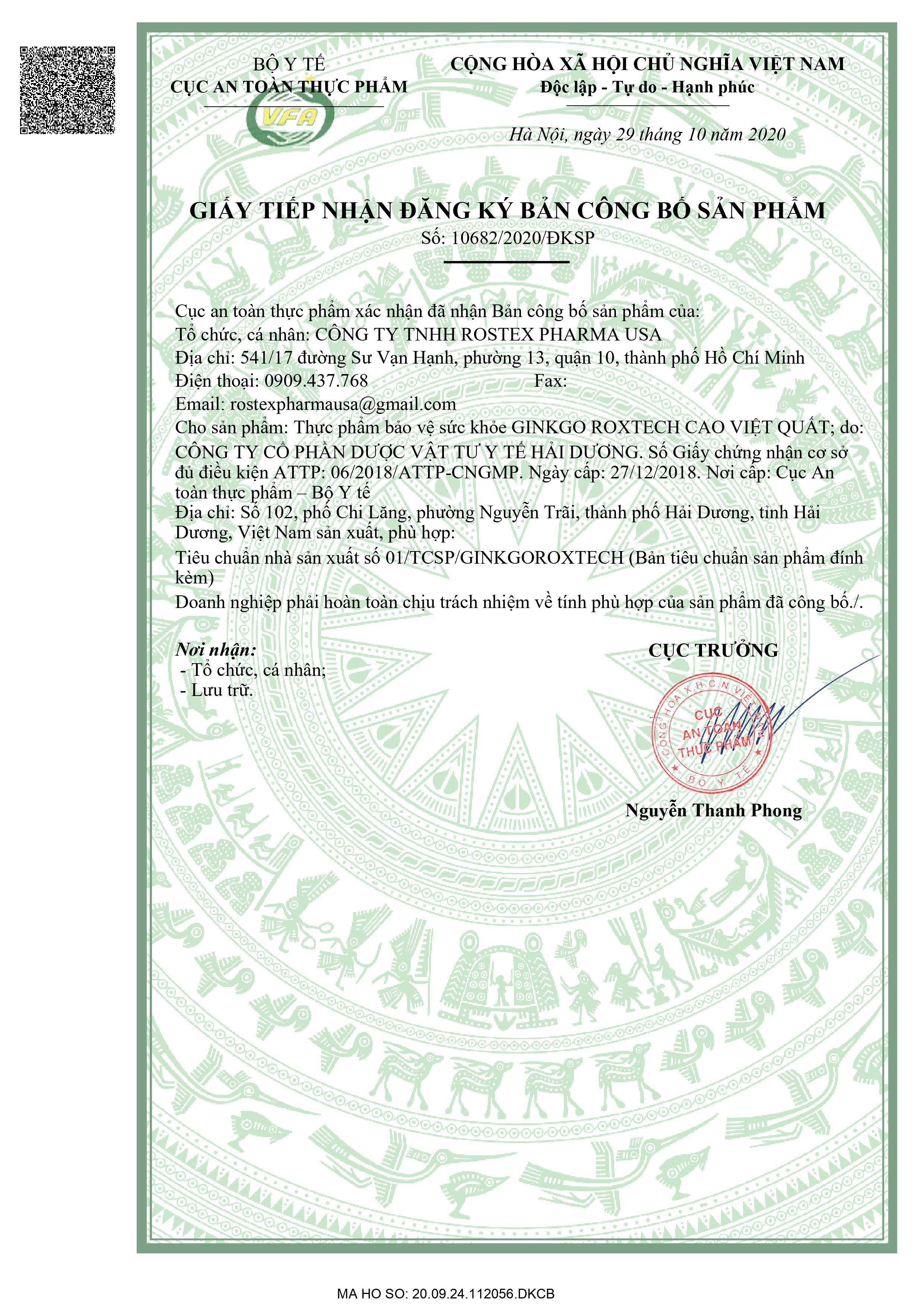 Ginkgo Natto Cao Việt Quốc Rostex (H/100v) (Vàng)