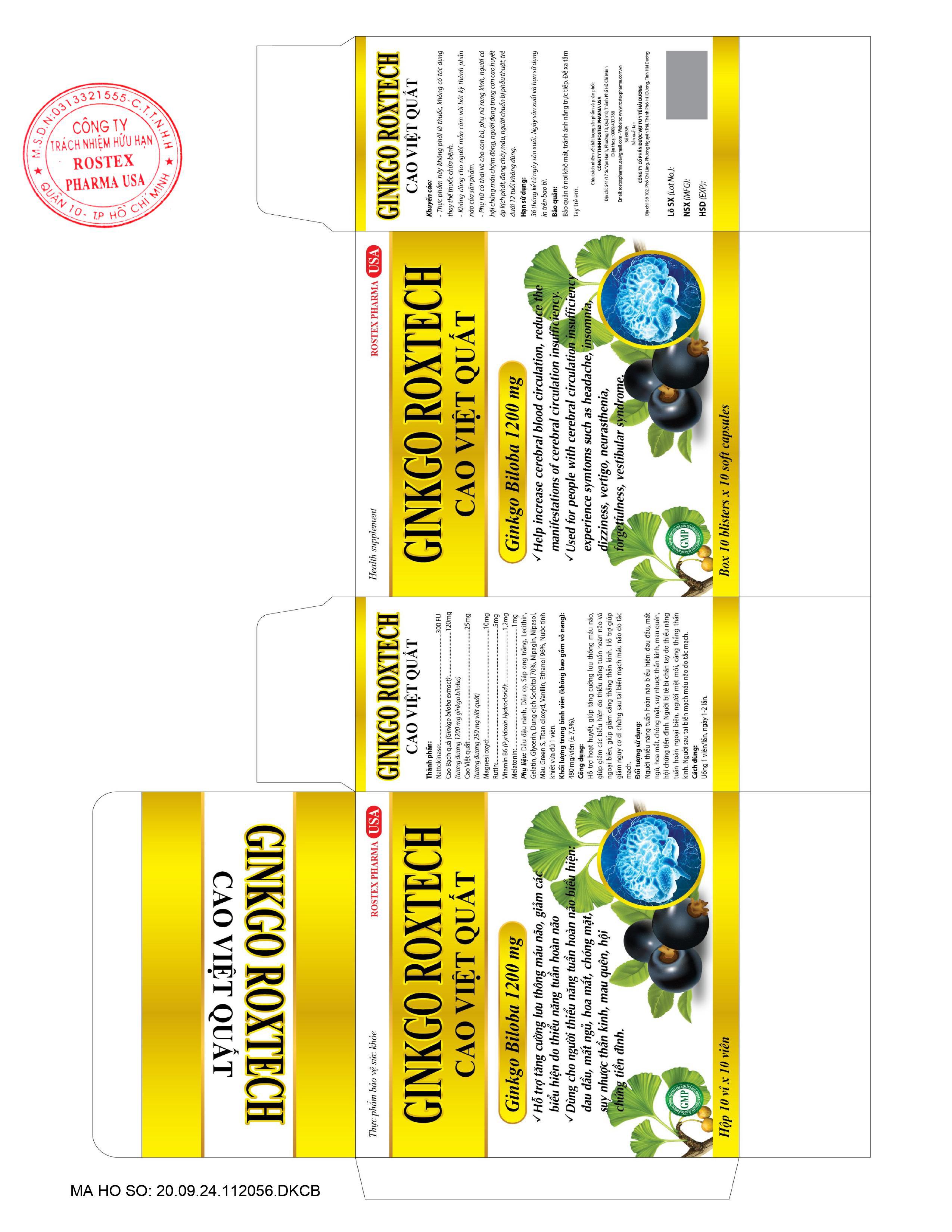 Ginkgo Natto Cao Việt Quốc Rostex (H/100v) (Vàng)