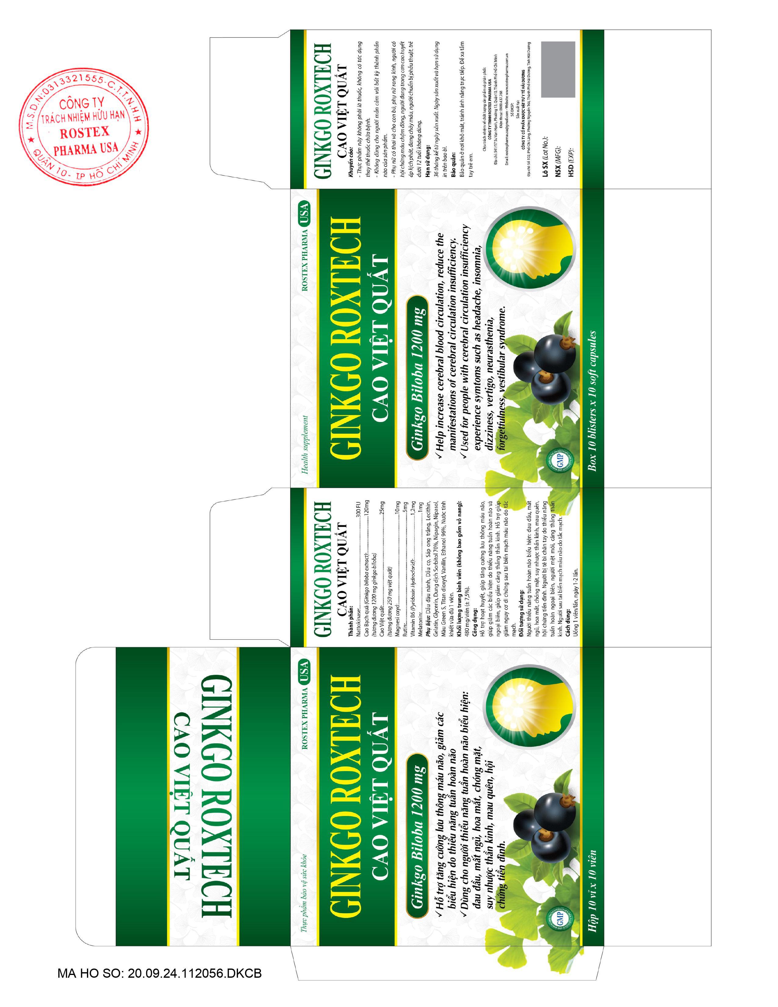 Ginkgo Natto Cao Việt Quốc Rostex (H/100v) (Vàng)
