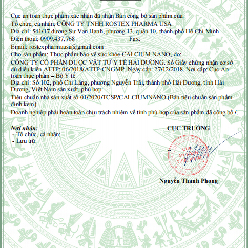 Calcium Nano Rostex (H/30v) (Xanh Dương)
