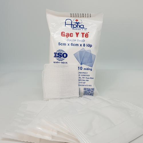 Gạc Y Tế 5cm X 6cm X 8 Lớp Apha Anh Phát (Bịch/50g/10m)