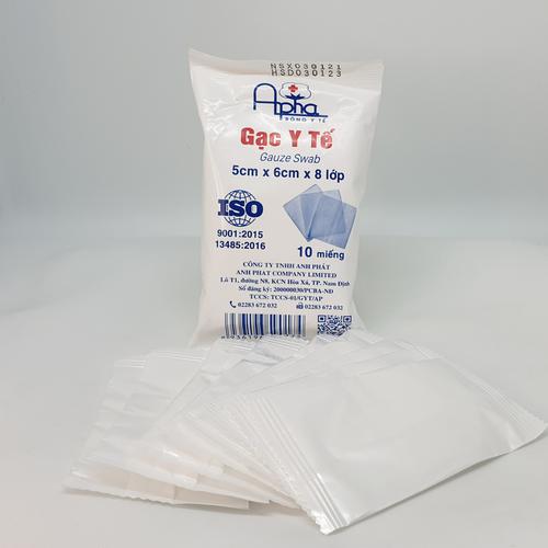 Gạc Y Tế 5cm X 6cm X 8 Lớp Apha Anh Phát (Bịch/50g/10m)
