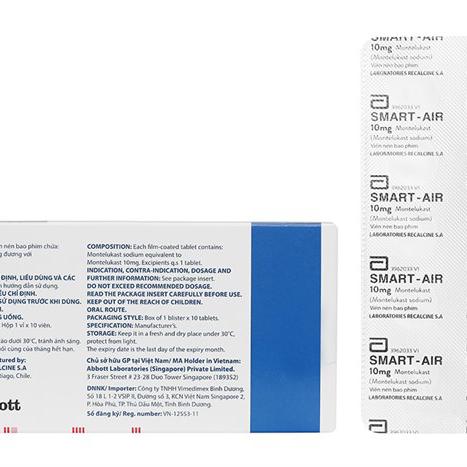 Smart-Air (Montelukast) 10mg Recalcine (H/10v)