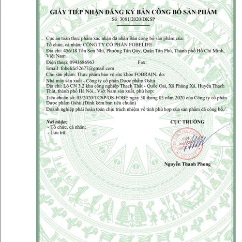 Fobrain Tăng Cường Tuần Hoàn Máu Não Fobelife (H/20v)