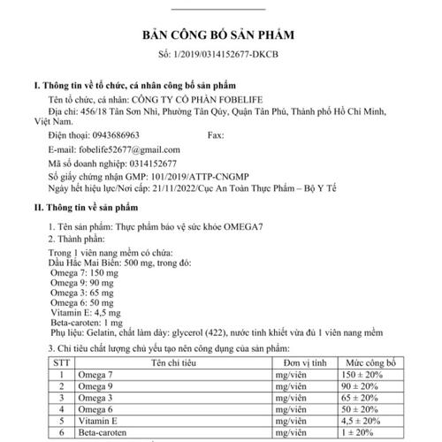 Omega7 Dành Cho Người Ăn Chay Fobelife (H/10v)
