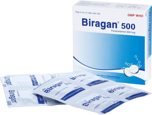 Biragan 500 Sủi (Paracetamol) Bidiphar (H/16v)