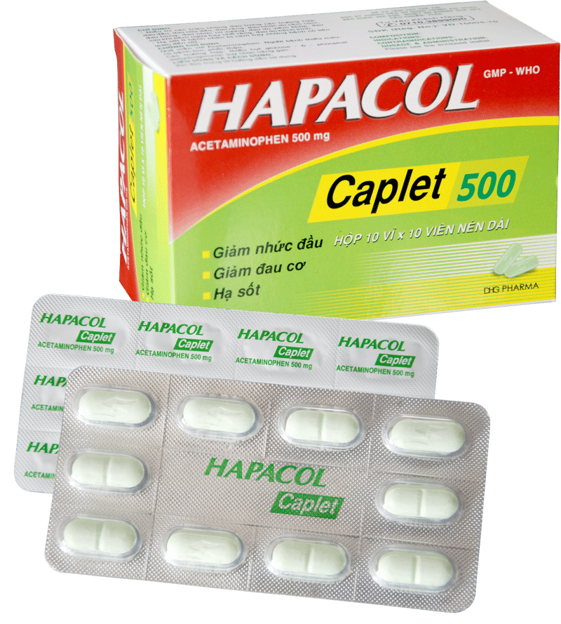 Hapacol Caplet (Acetaminophen) 500mg DHG Pharma (H/100v)