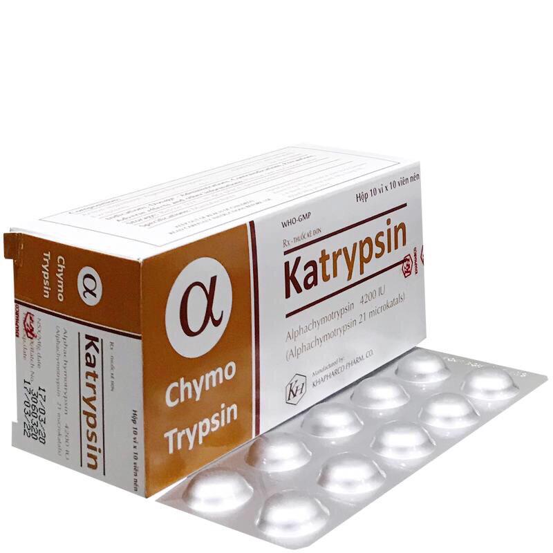 Katrypsin (Alphachymotrypsin) 4200 IU Khapharco (H/100v) Vỉ Nhôm