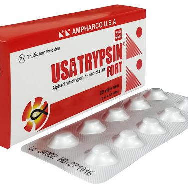 Usatrypsin Fort (Alphachymotrypsin) 42 Microkatals Ampharco (Lốc/5h/20v)