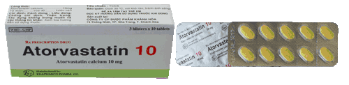 Atorvastatin 10mg Khapharco (H/30v)