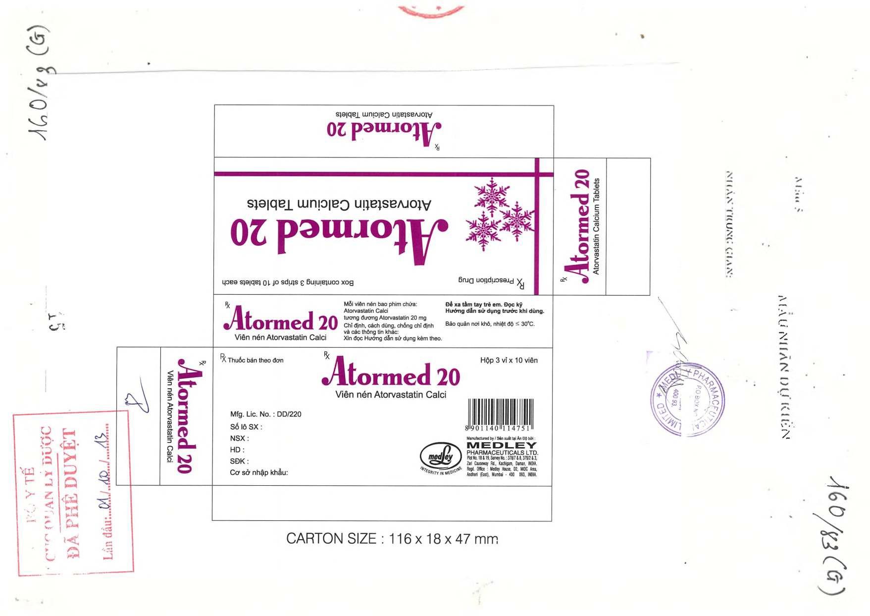 Atormed 20 (Atorvastatin) Medley (H/30v)