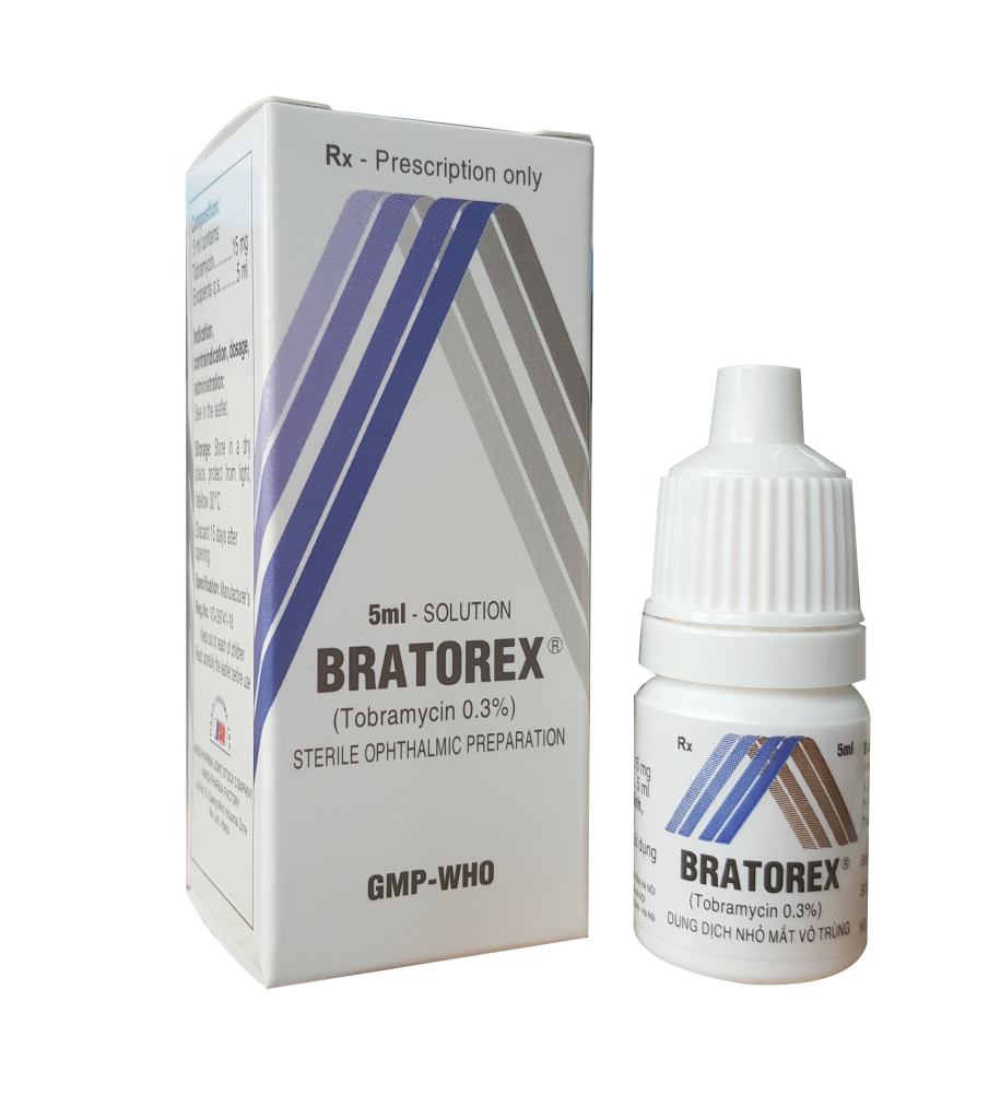 Bratorex (Tobramycin) 0.3% Hanoi (Lốc/10chai/5ml)