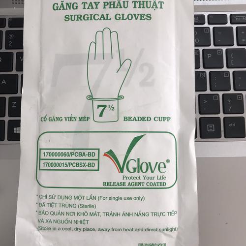 Găng Tay Phẫu Thuật Tiệt Trùng Vglove Khải Hoàn (Size 7.0) (H/50 Cặp)
