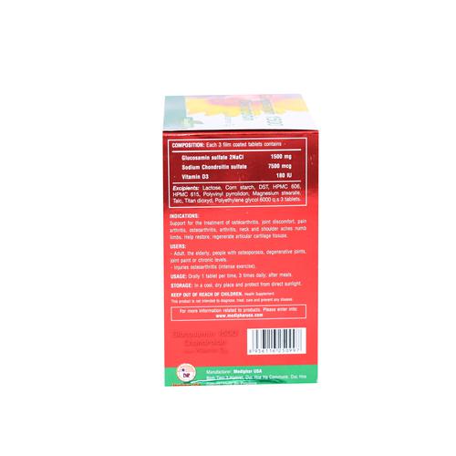 Glucosamin 1500mg Chondroitin Plus With Vitamin D3 Mediphar (H/100v) (Xanh Đỏ)
