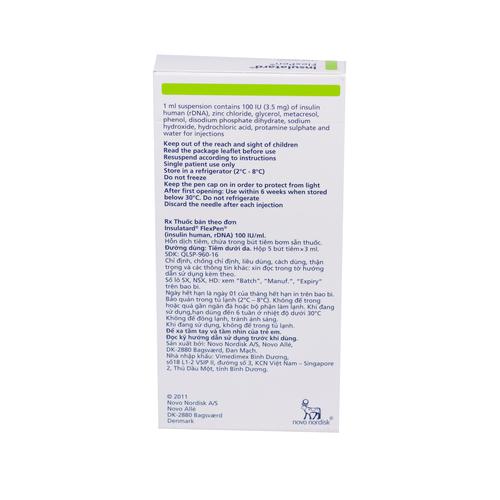 Insulatard Flexpen 100IU/ml (Insulin) Novo Nordisk Denmark (H/5 but/3ml)