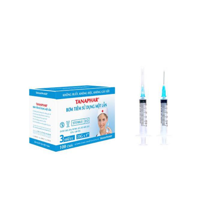 Bơm Tiêm Đầu Xanh 3cc Tanaphar (H/100c)