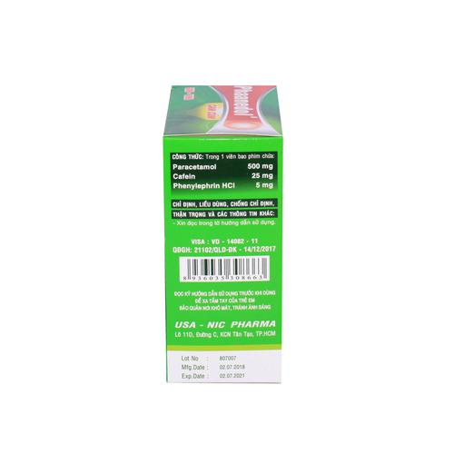 Phaanedol Cold And Flu (Paracetamol, Cafein) Usa-Nic (H/180v)