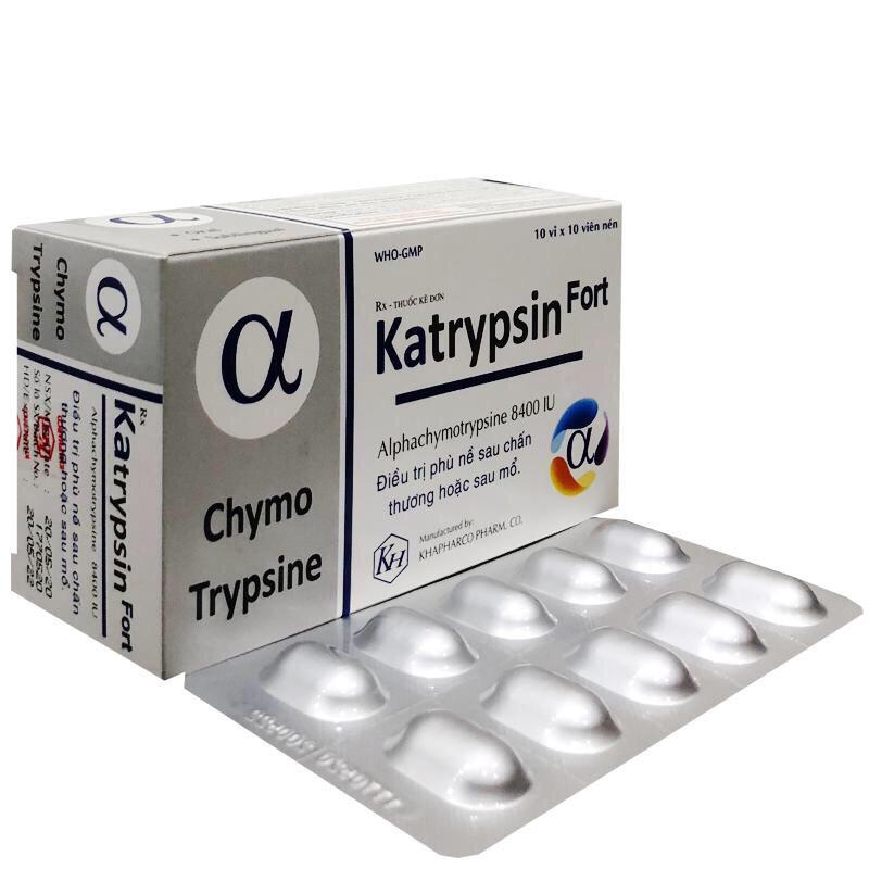 Katrypsin Fort (Alphachymotrypsin) Khapharco (H/100v) (Vỉ Nhôm)