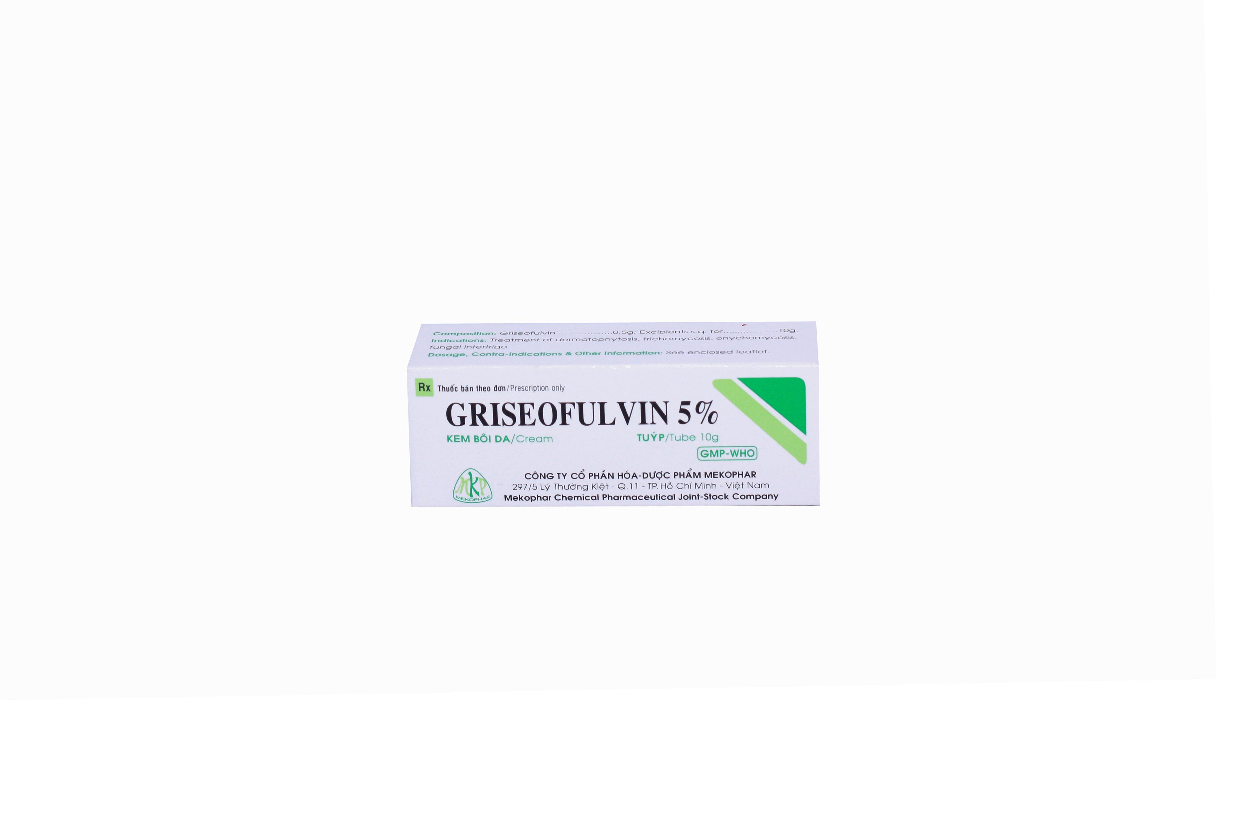 Griseofulvin 5% Mekophar (Lốc/10 Tuýp/10gr)