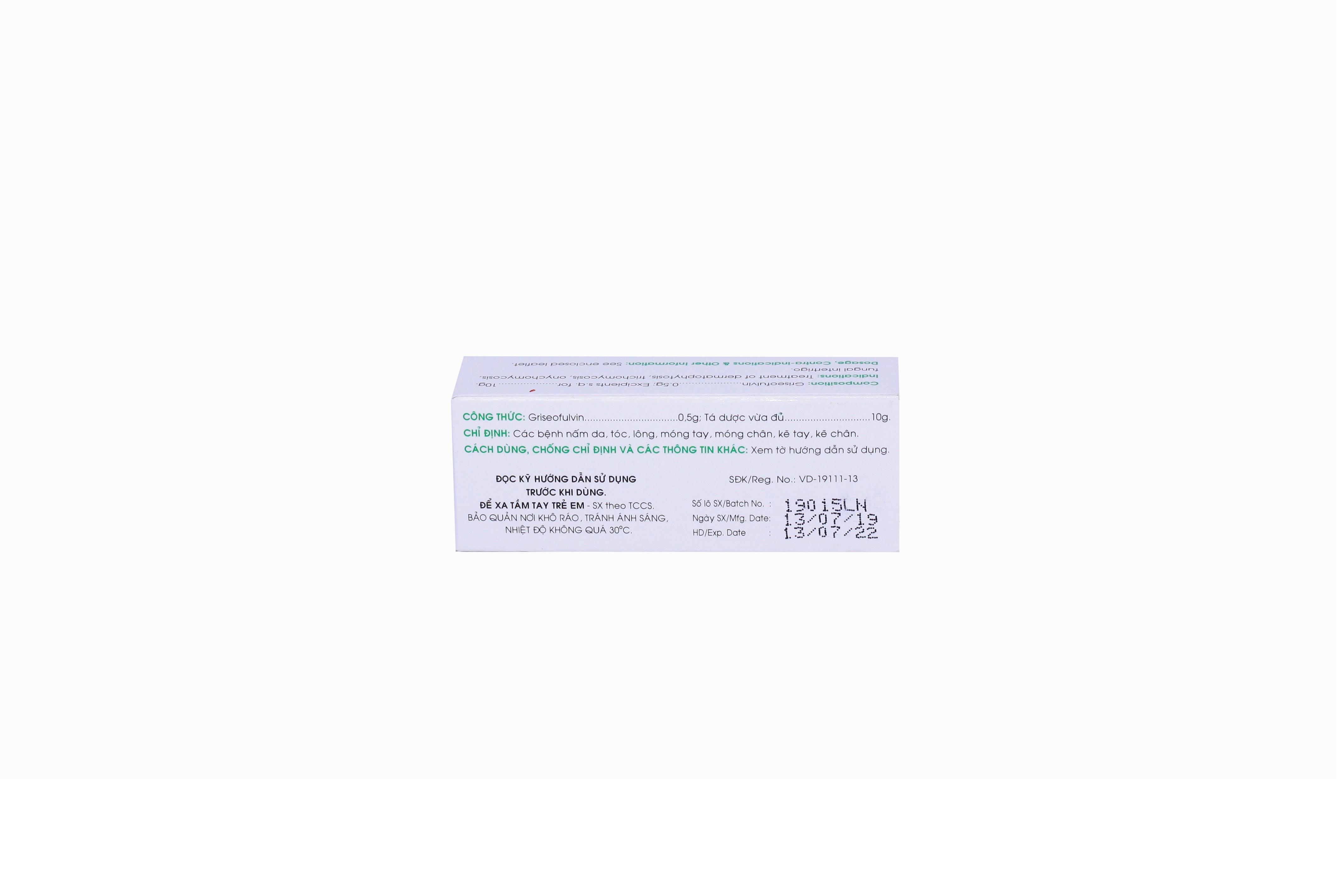Griseofulvin 5% Mekophar (Lốc/10 Tuýp/10gr)