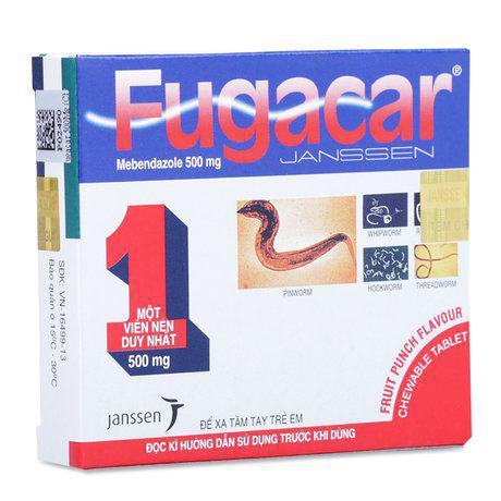 Fugacar (Mebendazol) 500mg Fruit Janssen (Lỗc/10h/1v)