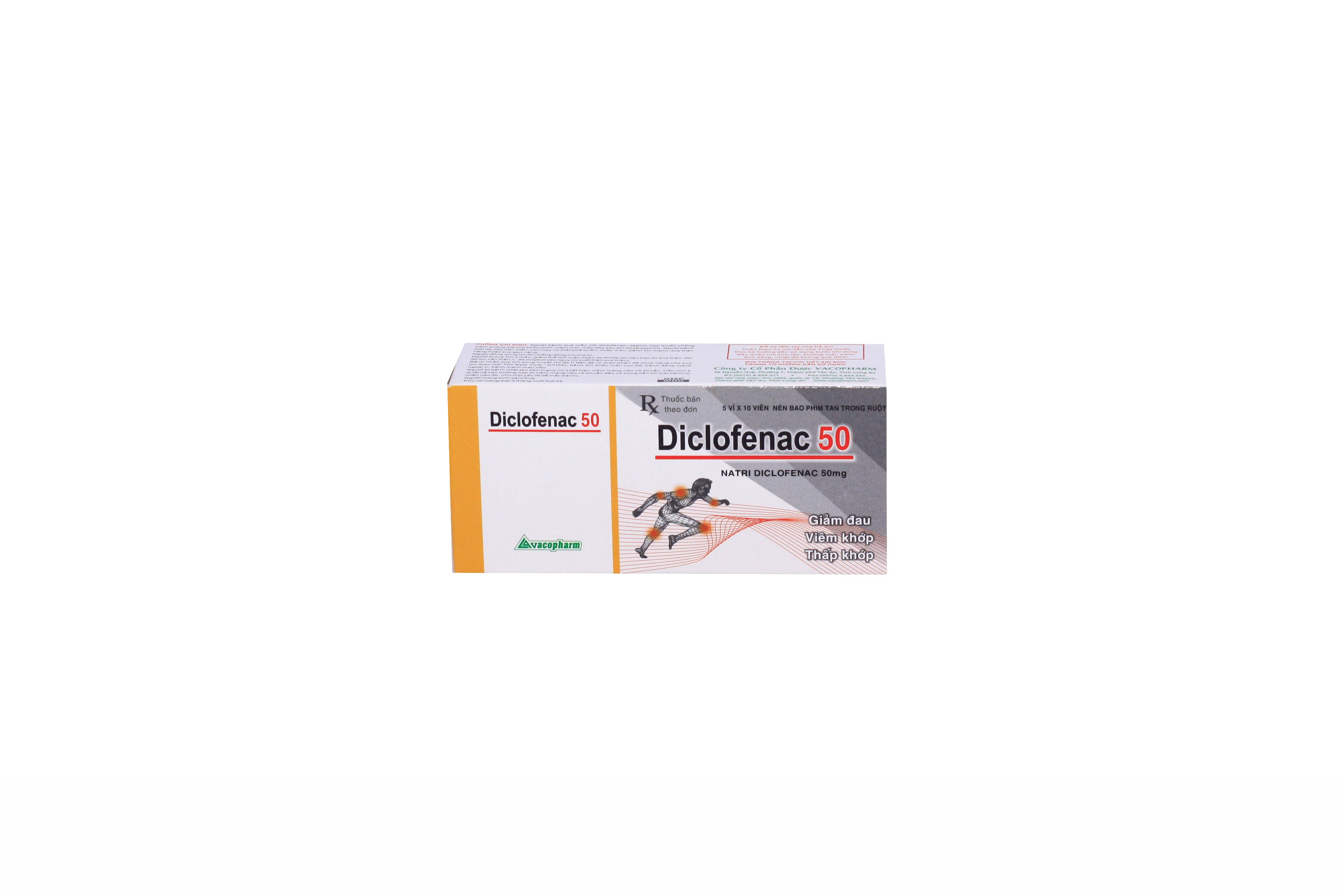 Diclofenac 50 Vacopharm (Lốc/10h/50v)