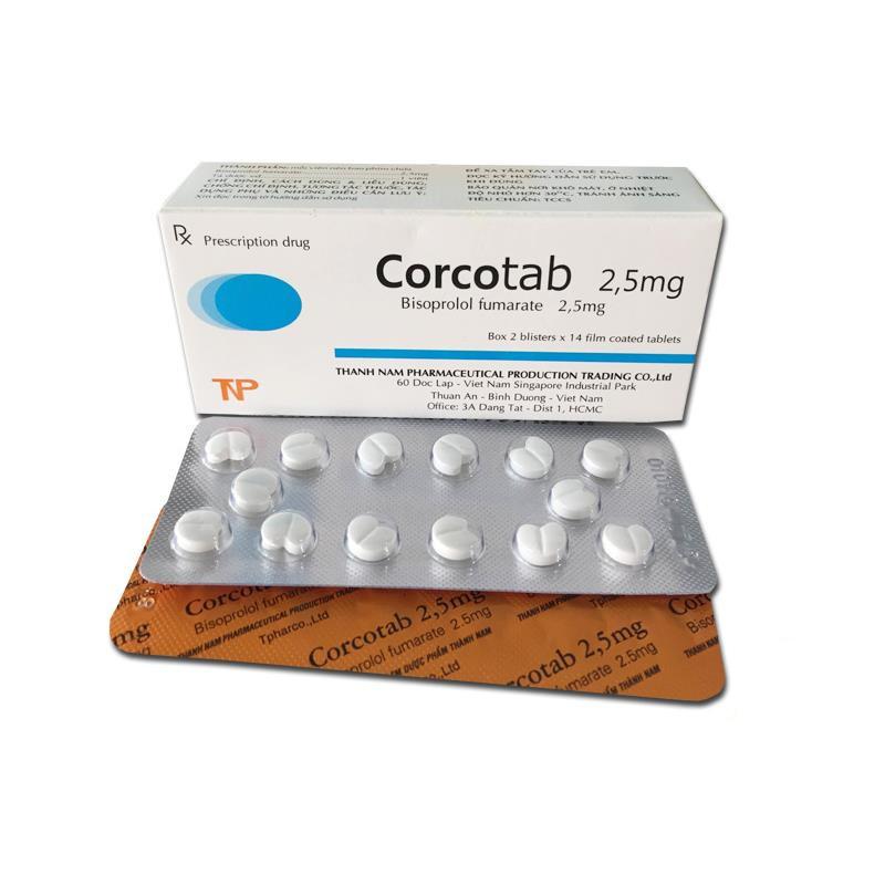 Corcotab 2.5mg (Bisoprolol) Thành Nam (Hộp/28v)