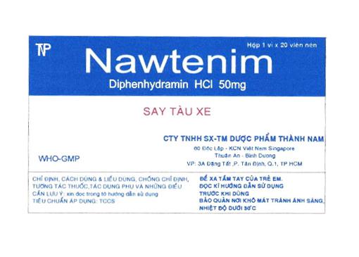 Nawtenim (Diphenhydramin) 50mg Thành Nam (Lốc/10h/20v)