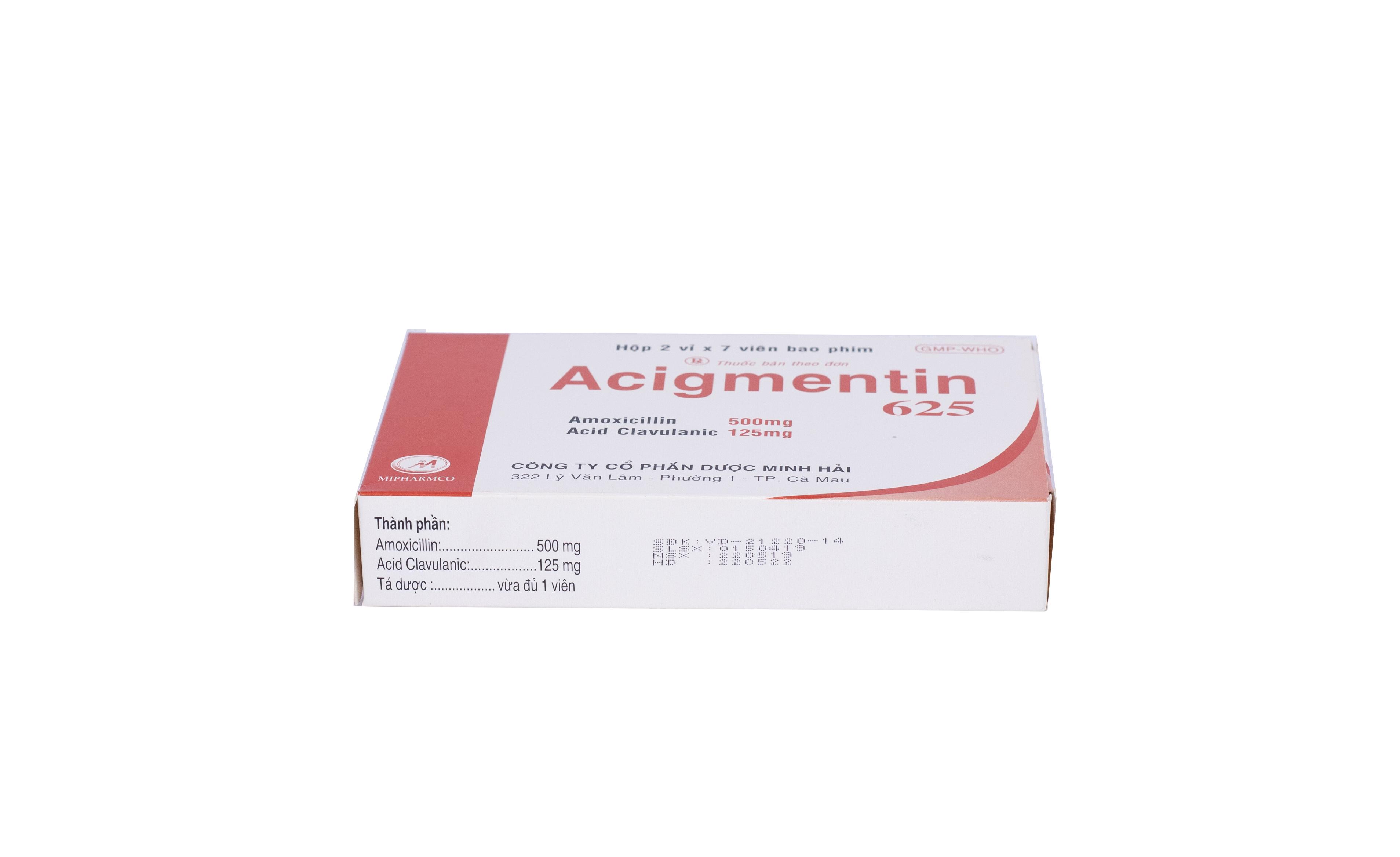 Acigmentin 625 (Amoxicillin, Acid Clavulanic) Minh Hải (H/14v)