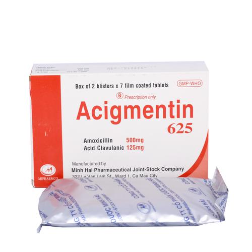 Acigmentin 625 (Amoxicillin, Acid Clavulanic) Minh Hải (H/14v)