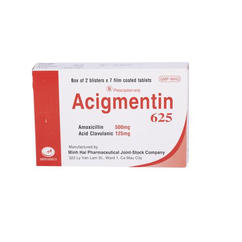 Acigmentin 625 (Amoxicillin, Acid Clavulanic) Minh Hải (H/14v)