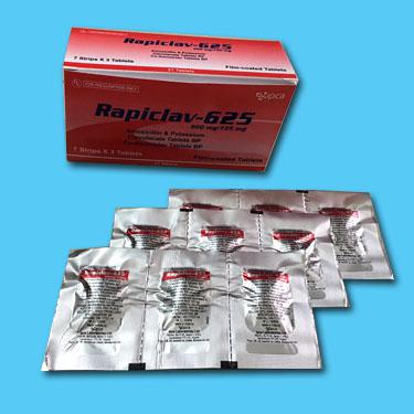 Rapiclav 625 (Amoxicillin, Acid Clavulanic) IPCA (H/21v)