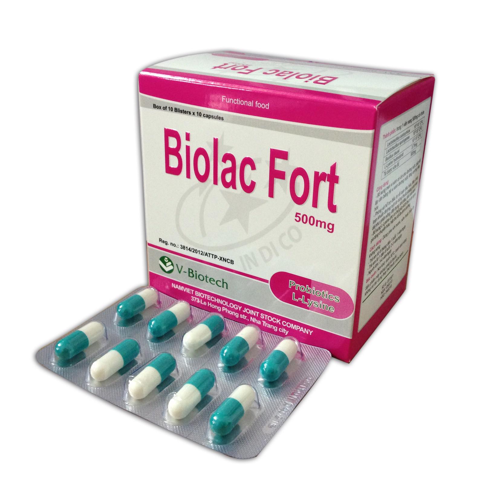 Biolac Fort 500mg V-Biotech (Hộp/100v)