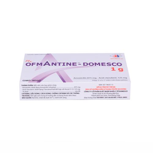 Ofmantine 1g (Amoxicillin, Acid Clavulanic) Domesco (H/14v)