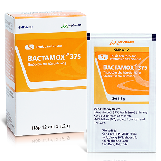 Bactamox 375mg (Amoxicillin, Sulbactam) Imexpharm (H/12g/1.2gr)
