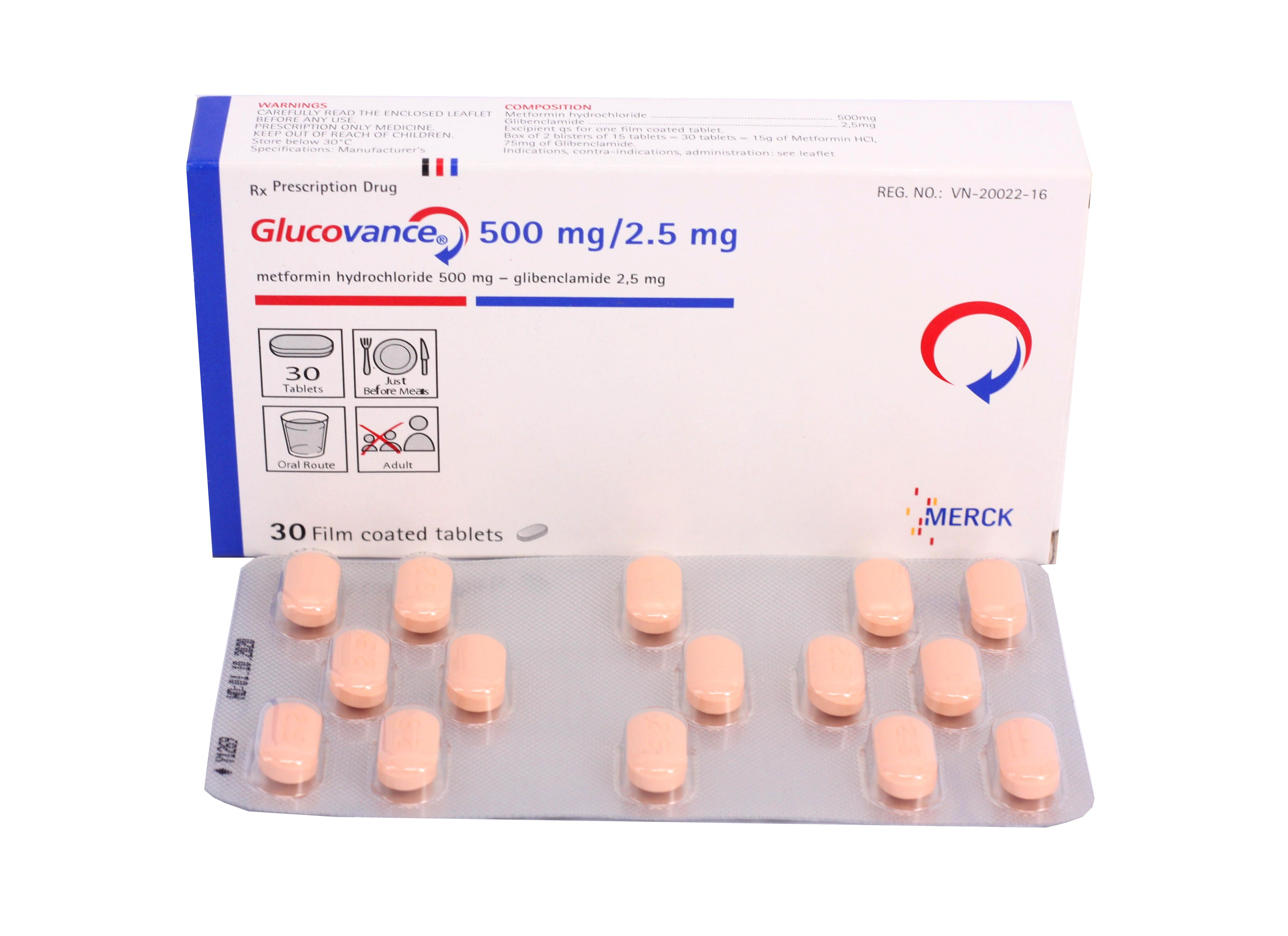 Glucovance 500mg/2.5mg (Glibenclamid, Metformin) Merck (H/30v)
