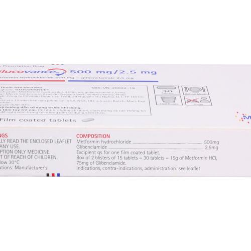 Glucovance 500mg/2.5mg (Glibenclamid, Metformin) Merck (H/30v)