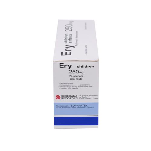 Ery Children Enfants 250mg (Erythromycin) Bouchara Recordati (H/24g)