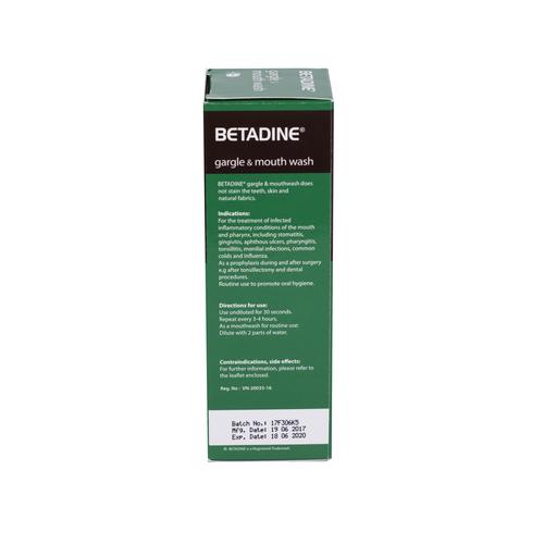 Betadine Súc Miệng Gargle Mouth (Povidon Iod) Washe Mundipharma (C/125ml)