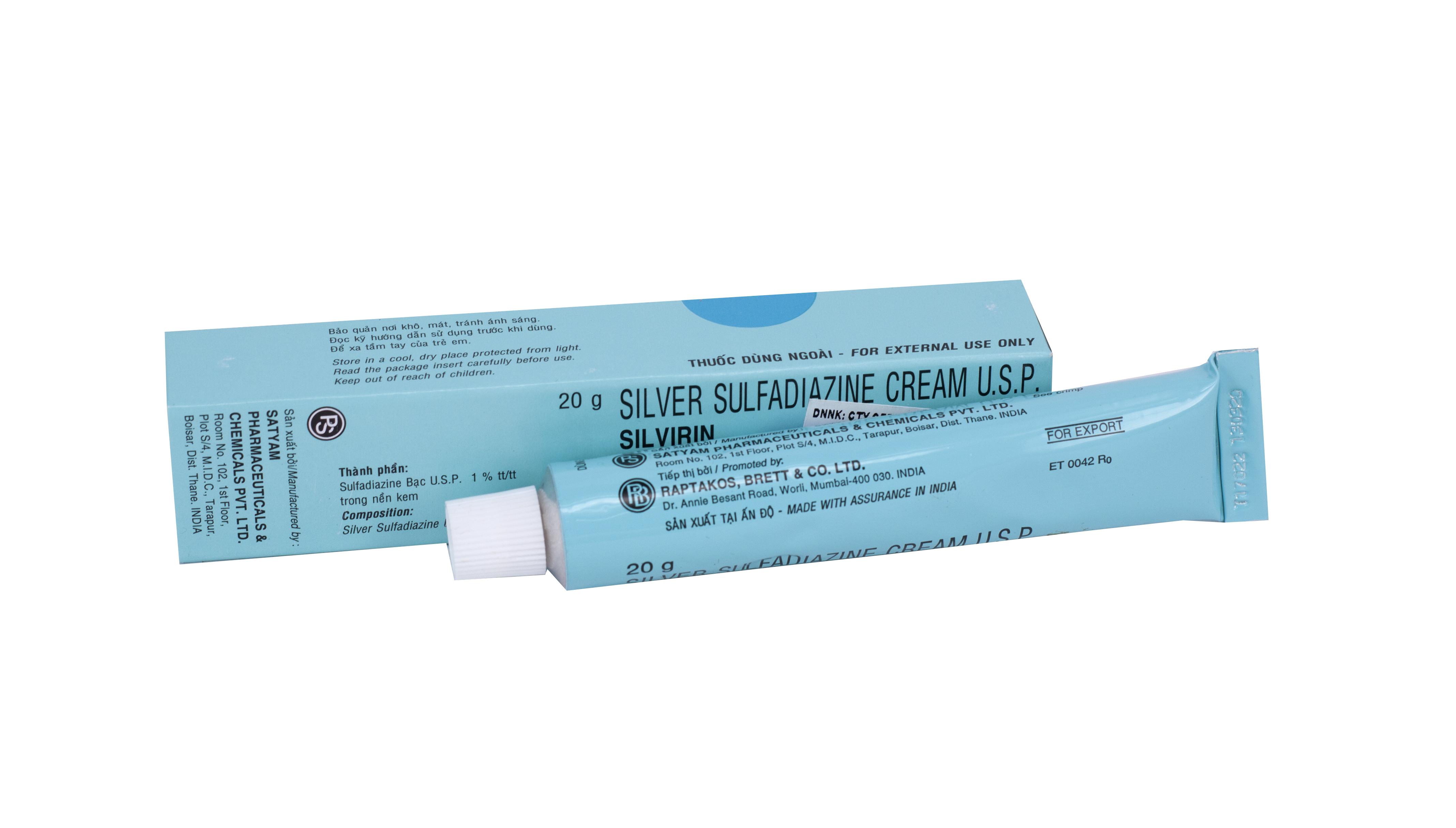 Silvirin (Sulfadiazine Bạc) Satyam Pharm (T/20g)