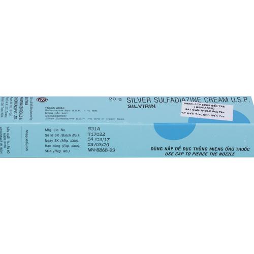 Silvirin (Sulfadiazine Bạc) Satyam Pharm (T/20g)
