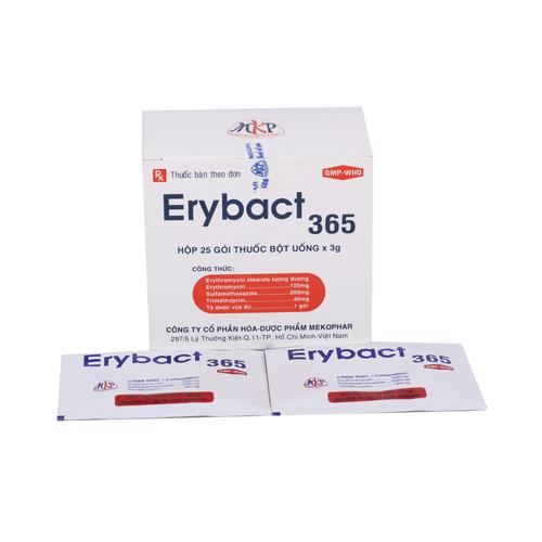 Erybact 365 (Erythromycin, Sulfamethoxazole, Trimethoprim) Mekophar (H/25 Gói)