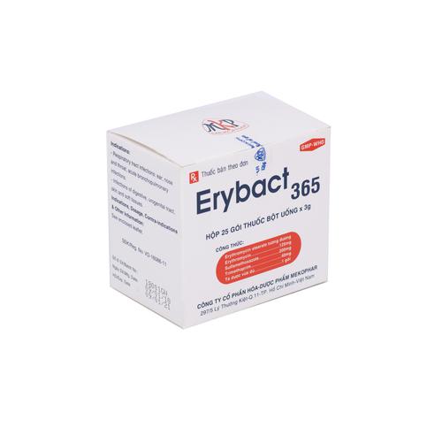Erybact 365 (Erythromycin, Sulfamethoxazole, Trimethoprim) Mekophar (H/25 Gói)