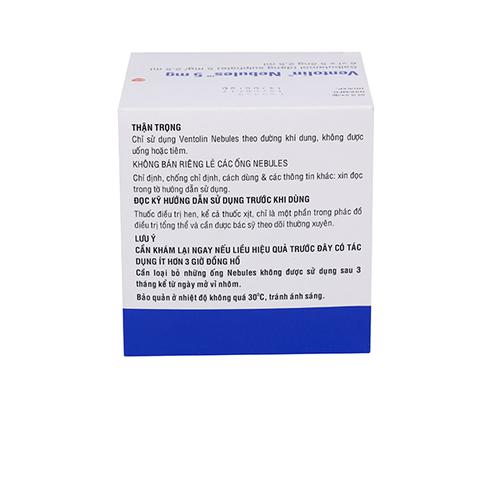 Ventolin Nebules 5mg (Salbutamol) GSK (H/6 Vỉ /5 ống)