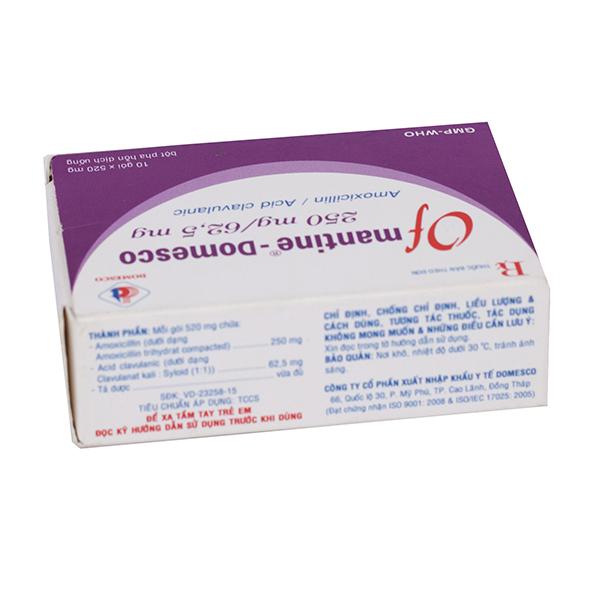 Ofmantine 250mg/62.5mg (Amoxicillin, Acid Clavulanic) Domesco (H/10g)