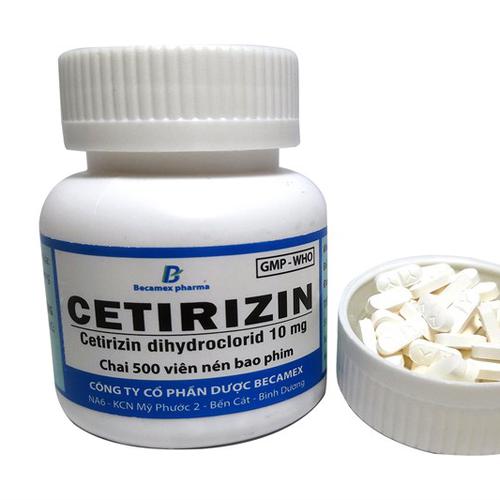 Cetirizin 10mg Becamex (C/500v) (Trắng)