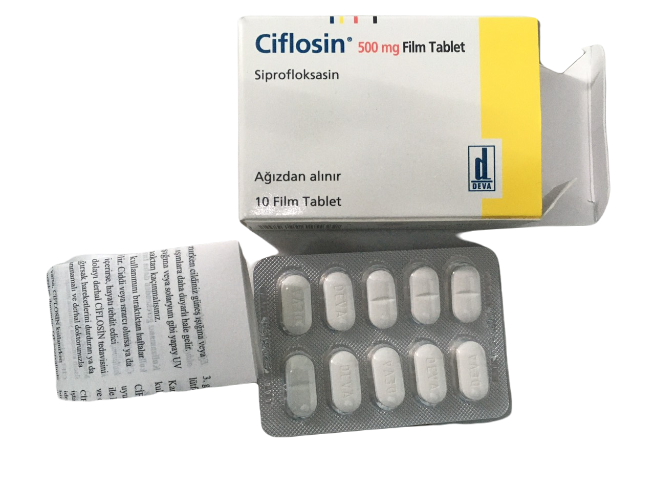 Ciflosin 500mg (Siprofloksasin) Deva Hộp 10 Viên